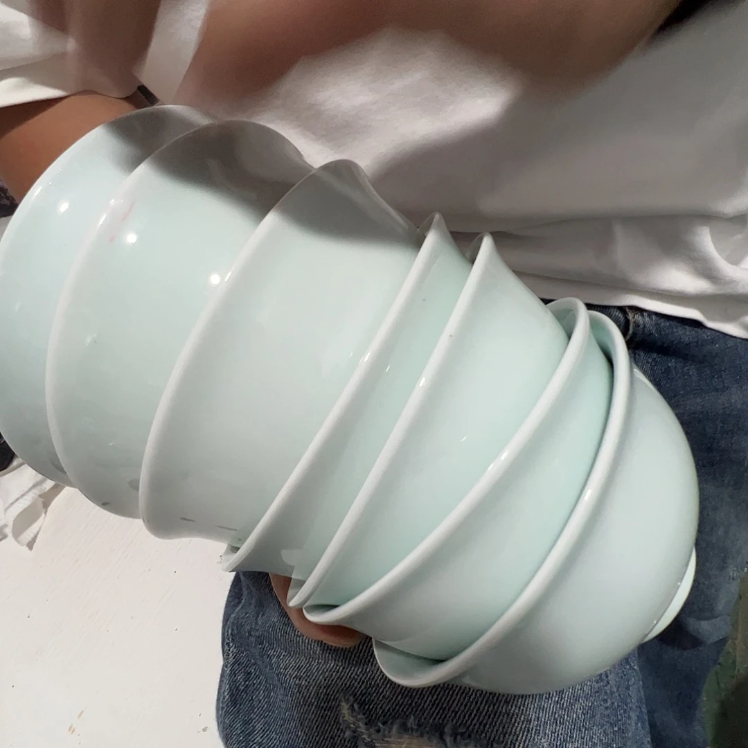 瓷片景德镇影青4.75寸米饭碗10只