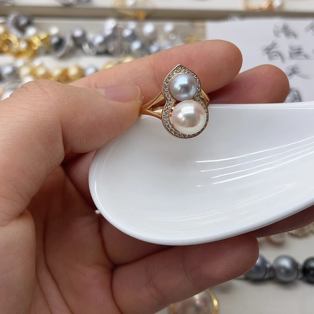 海水珍珠戒指银S925镶嵌