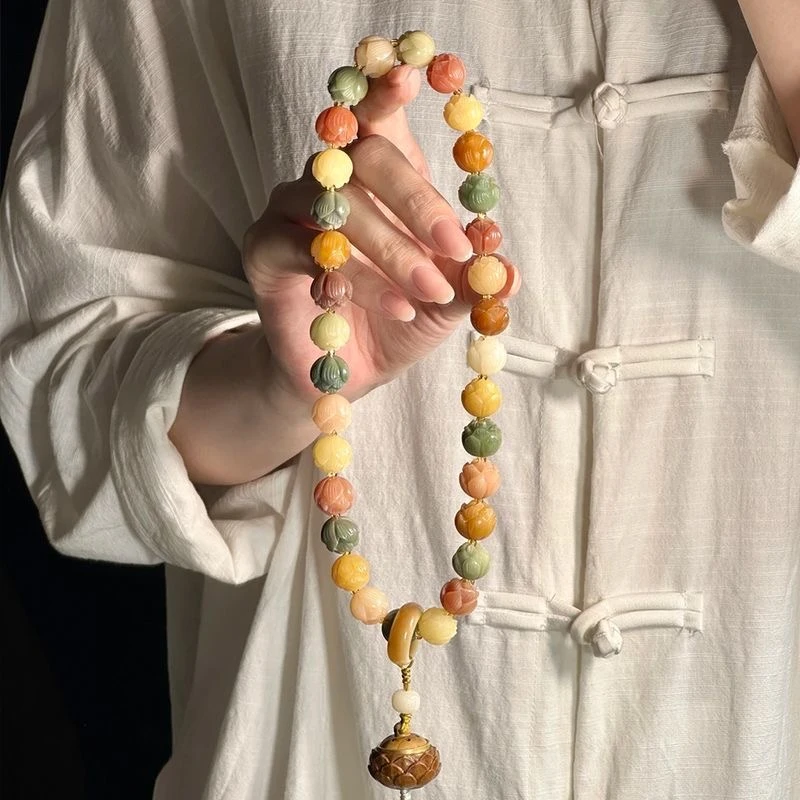 步步生莲菩提根手持双圈莲花念珠