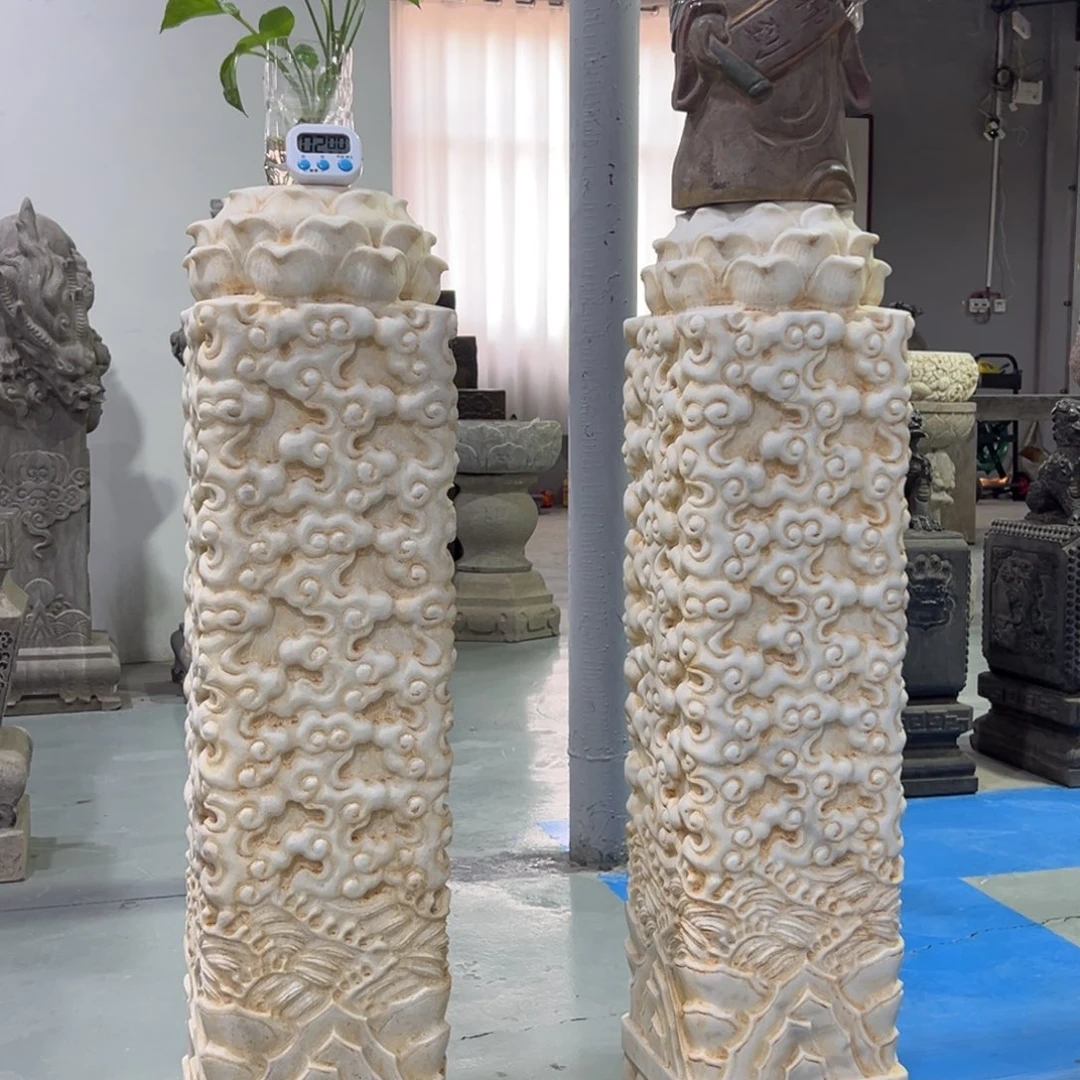 汉白玉材质祥云柱