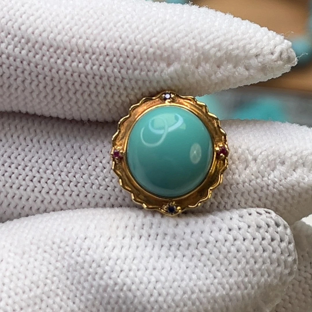 绿松石未镶嵌珠宝奇石玉化金贝云