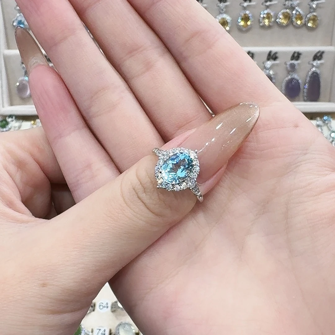 托帕石银S925镶嵌戒指