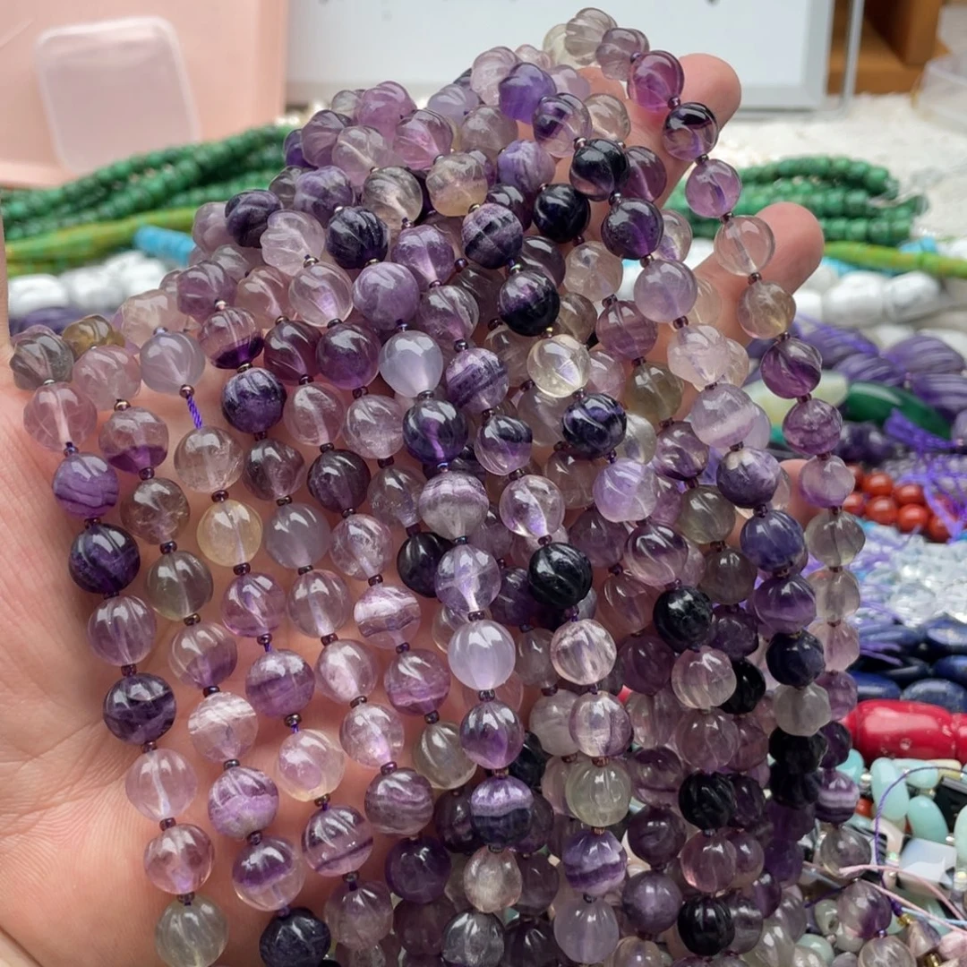 玛瑙/玉髓合金珠宝半成品一条装卡15+mm紫莹转运珠