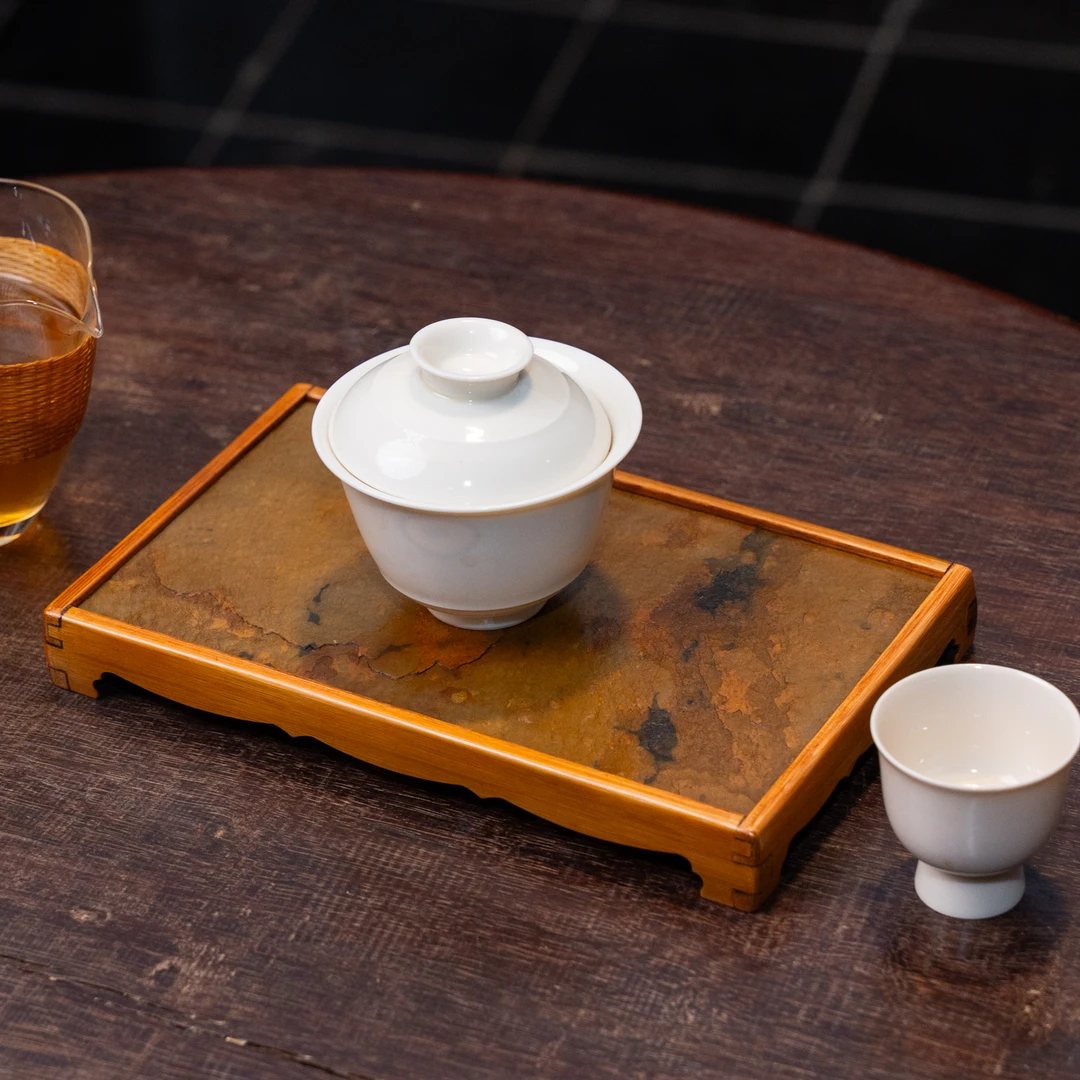 【四方壶承】岩石板面竹制壶承干泡台家用喝茶道具配件