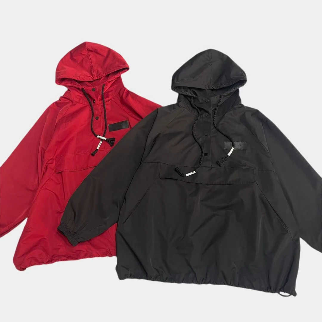 【D·yuan】运动风麻花帽绳休闲宽松冲锋衣