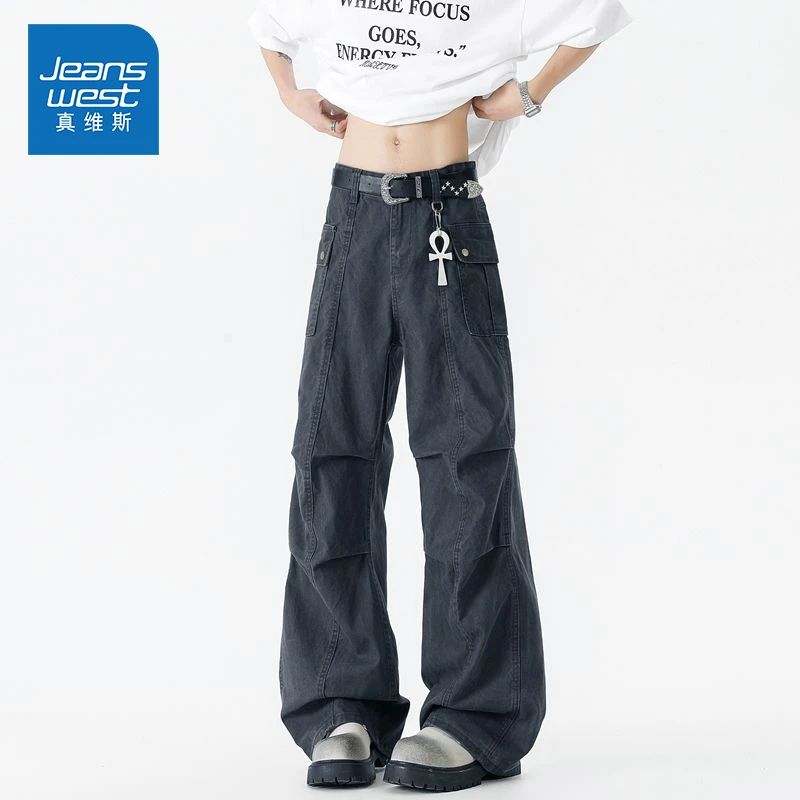 Jeanswest/真维斯美式潮牌工装裤夏季新款男生宽松高街百搭休闲裤