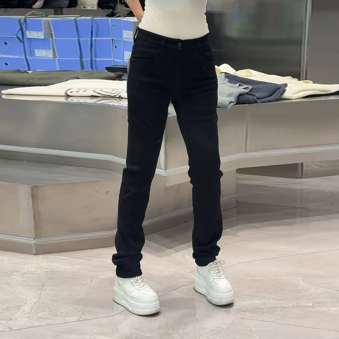 【华尔街名品】2025秋冬纯色简约黑色修身弹力时尚百搭牛仔裤-9901