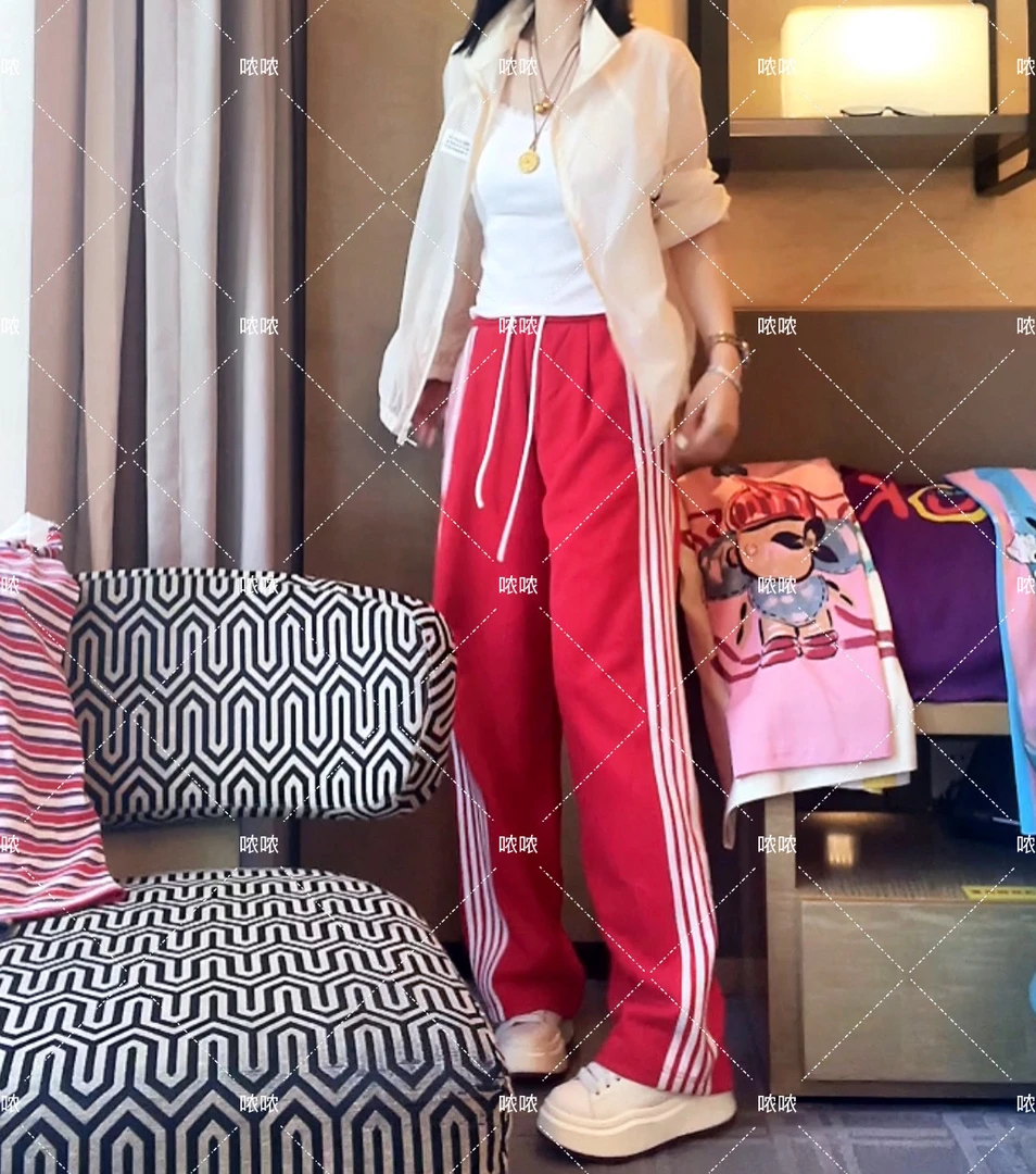 哝NONG【肆月爆款】-2025新款伍条织带裤条纹拼接直筒裤01492503