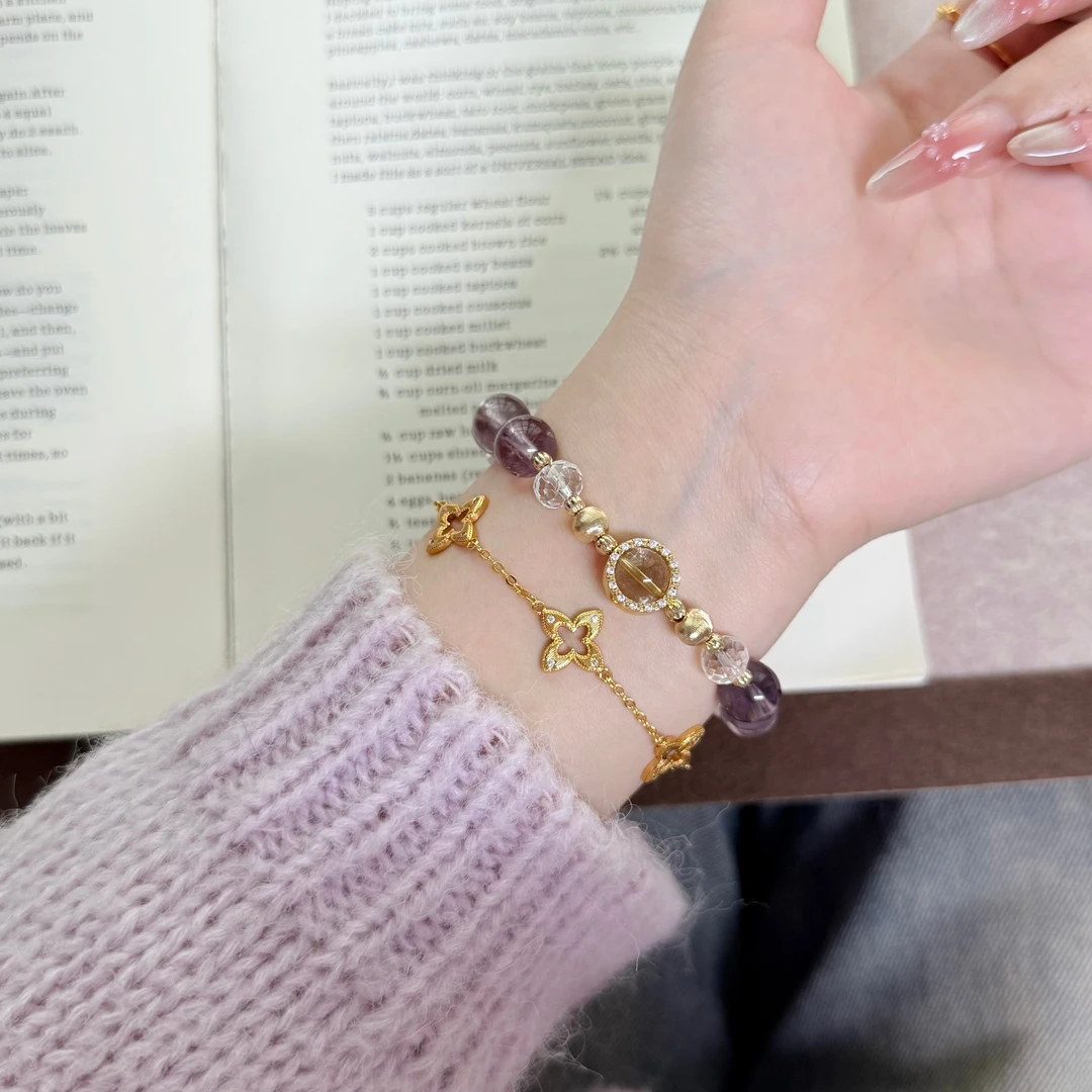 【宿命之眼】9.5mm紫塔晶手串女原创设计感高级感天然水晶手链Y275