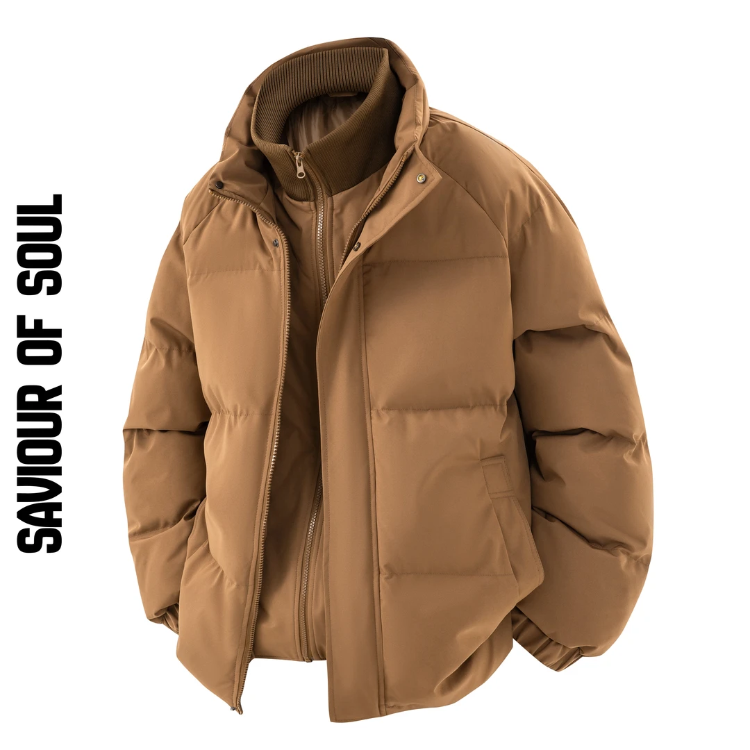 SAVIOUR OF SOUL高级感假两件棉服男潮流百搭冬加厚保暖棉衣外套