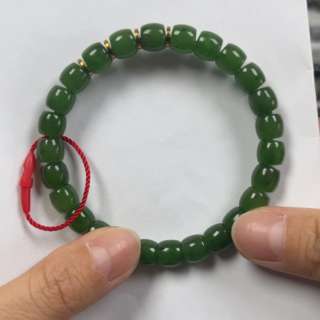 和田玉手链未镶嵌卡8直切珠宝级