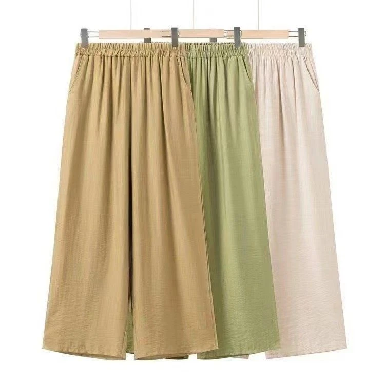 【现货+运费险】棉麻女装休闲夏季薄款宽松中年洋气九分阔腿裤TZ168