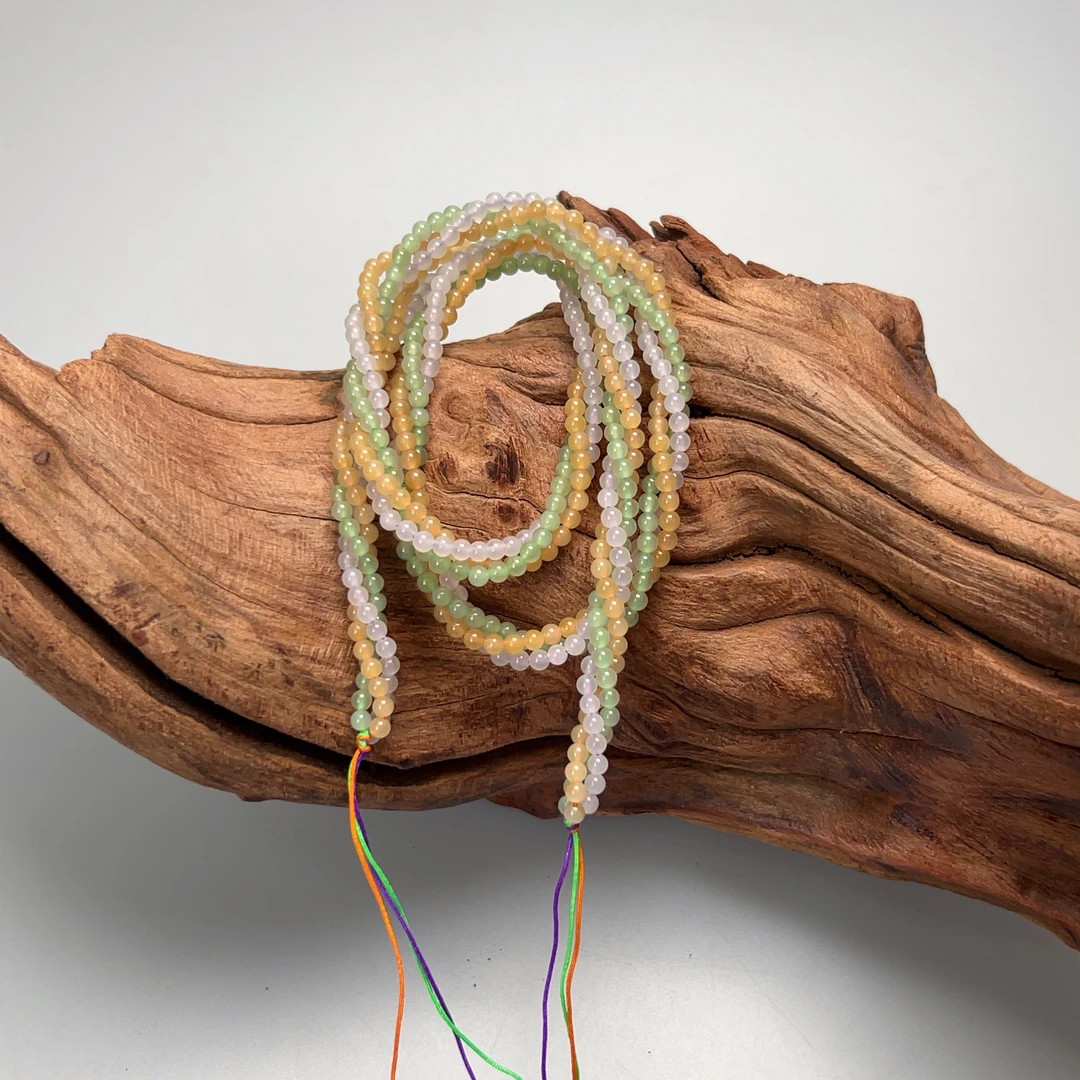 和田玉三彩麻花项链