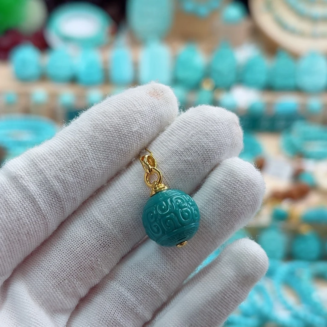 绿松石18K金镶嵌珠宝奇石