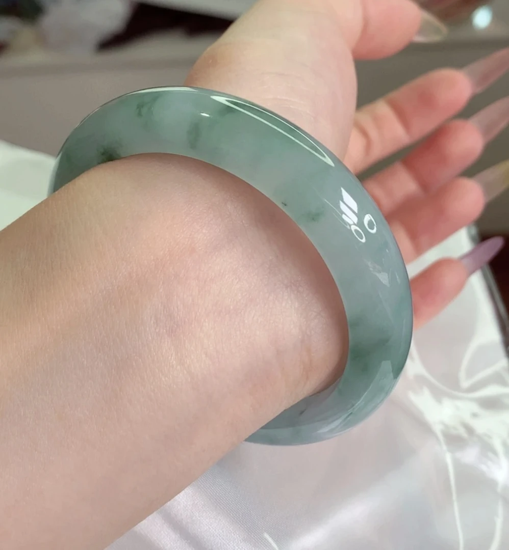 天然缅甸翡翠A货手镯正圈 55圈T19