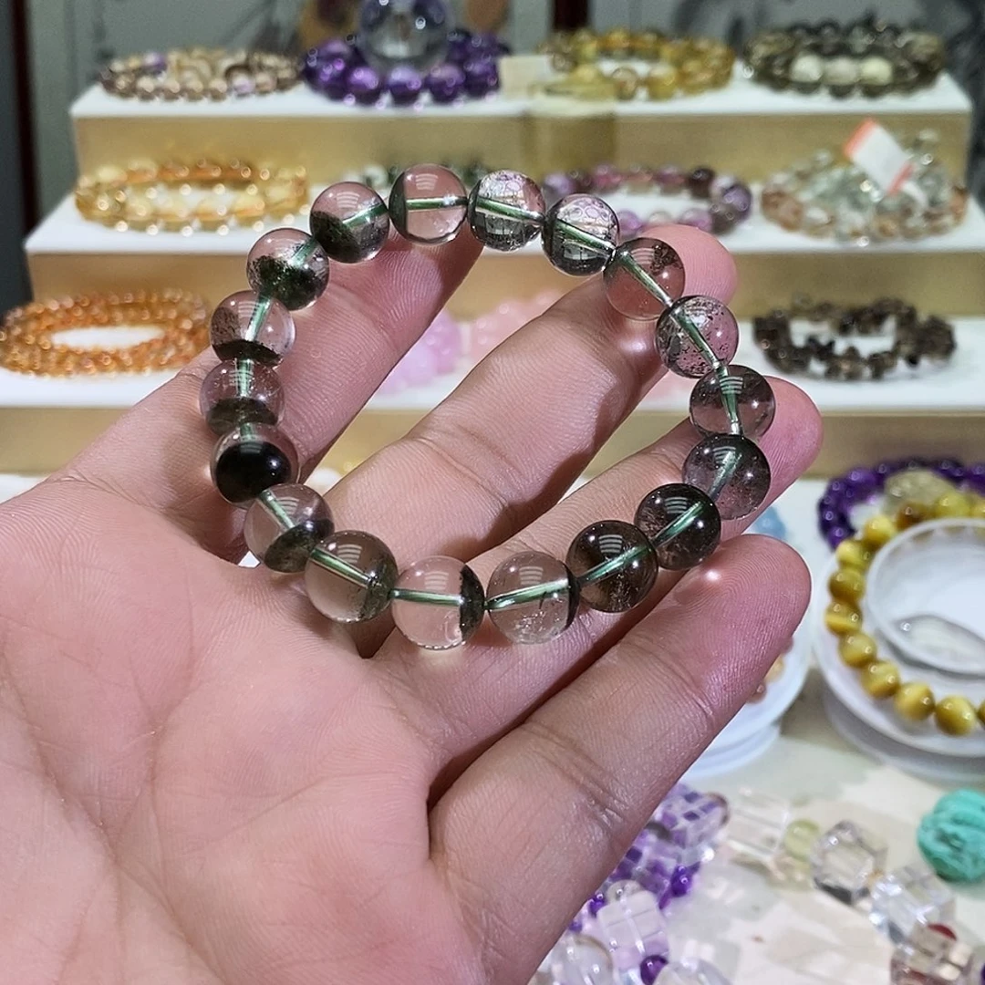 水晶手链未镶嵌巴西绿幽灵水晶手串