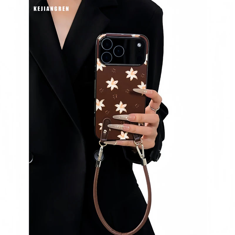 复古碎花百合适用IPHONE17PROMAX手机壳苹果16简约保护套15高级感