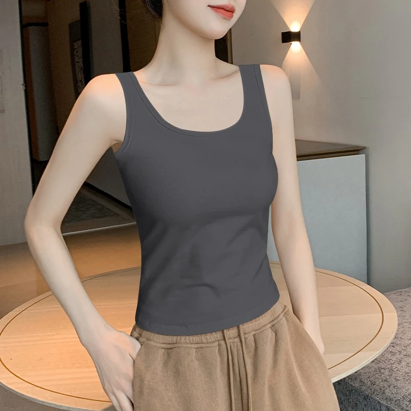 黑色小吊带背心女夏季外穿法式带胸垫美背内搭打底上衣2025年新款