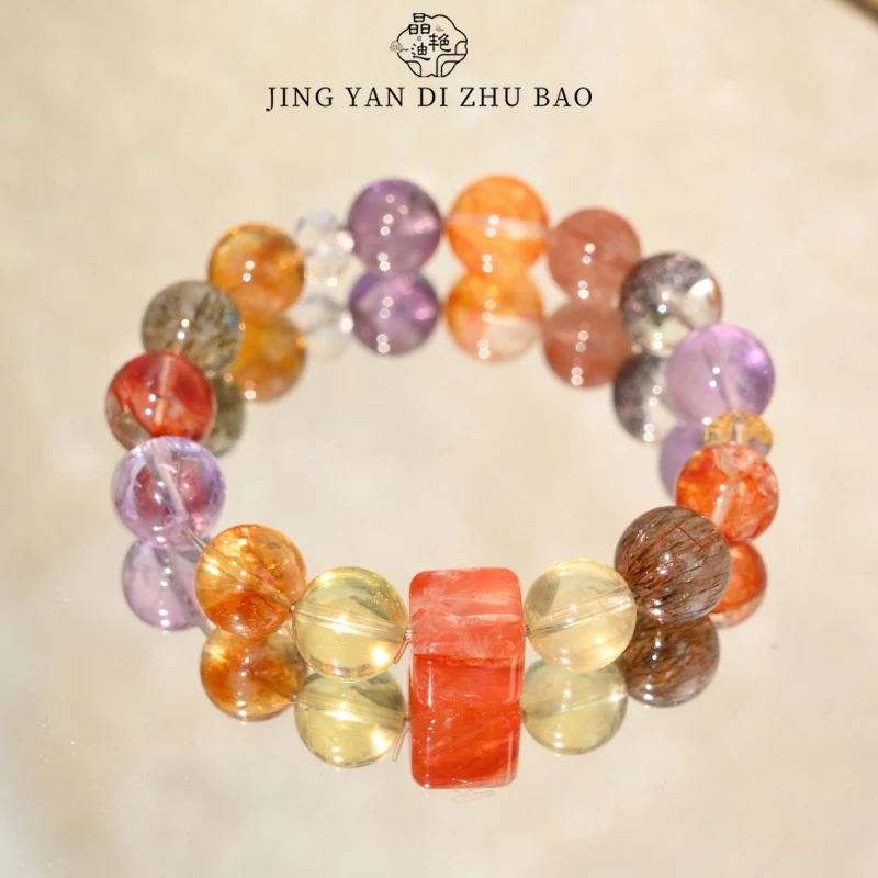 【顺曜】黑晶超七兔毛绿幽灵多宝原创手链【多样性发其一】