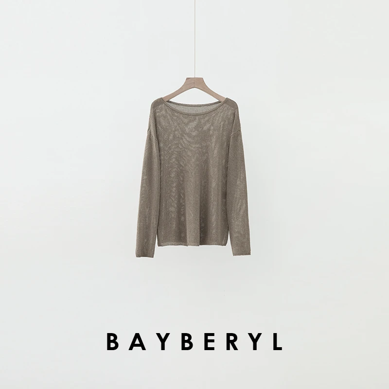 BAYBERYL老贝纸片人*纸纱船领显瘦透百搭春针织衫ZZS4L2506