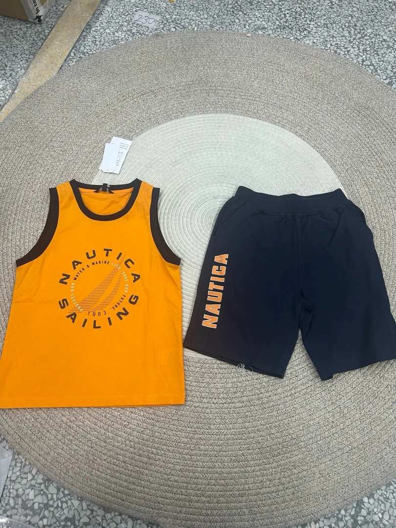 NAUTICA 诺帝卡运动套装夏季男童T恤套装儿童背心纯棉短裤两件套