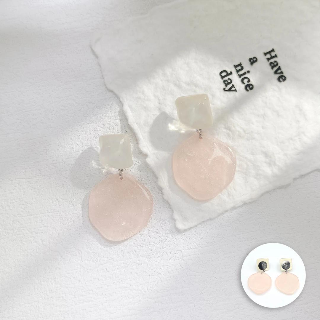 铜合金树脂耳饰 WJQ-006153【云层糖霜】耳饰百搭时尚轻奢