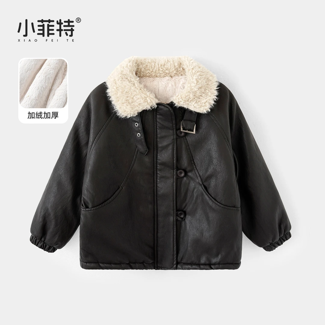 小菲特女童冬加厚皮衣中大童保暖外套儿童加绒保暖棉衣BGYD57981
