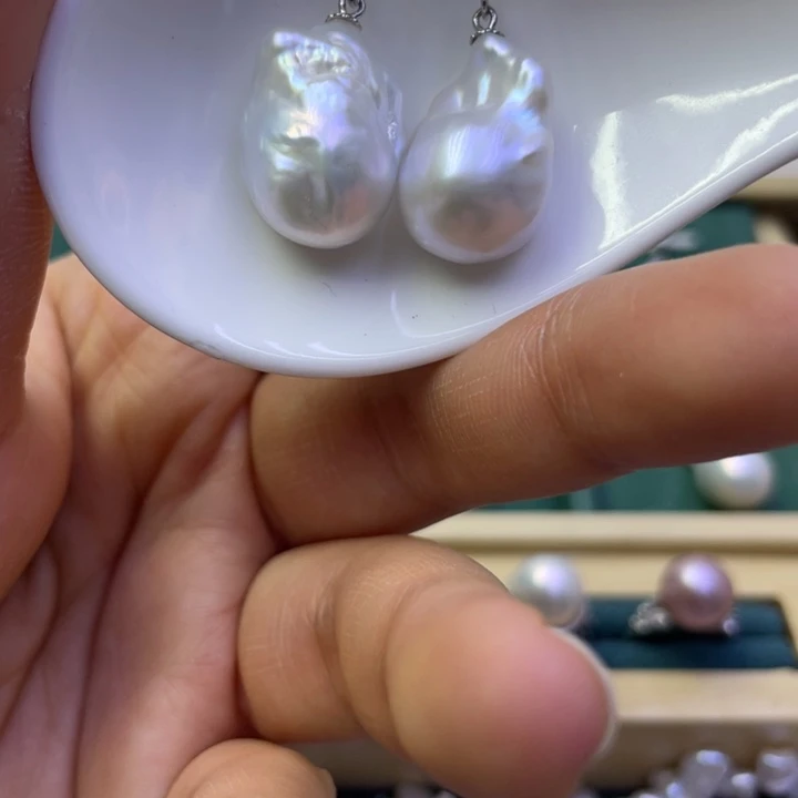 淡水珍珠耳饰银S925镶嵌