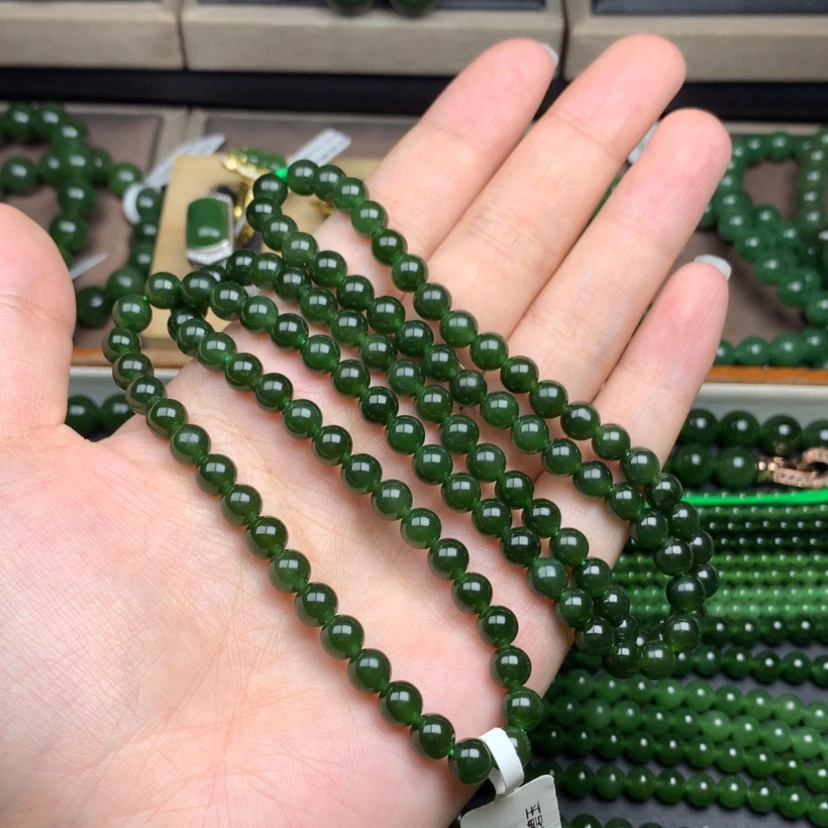 【闪购商品】和田玉（碧玉）未镶嵌颈饰6m菠菜绿无黑