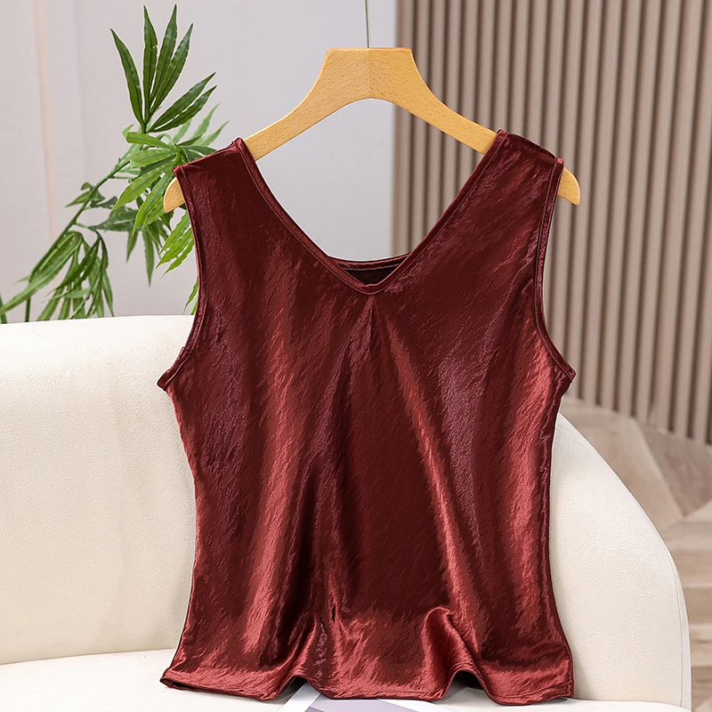 春夏新高品质时尚简约V领无袖百搭背心妈妈夏季内搭上衣宽松坎肩