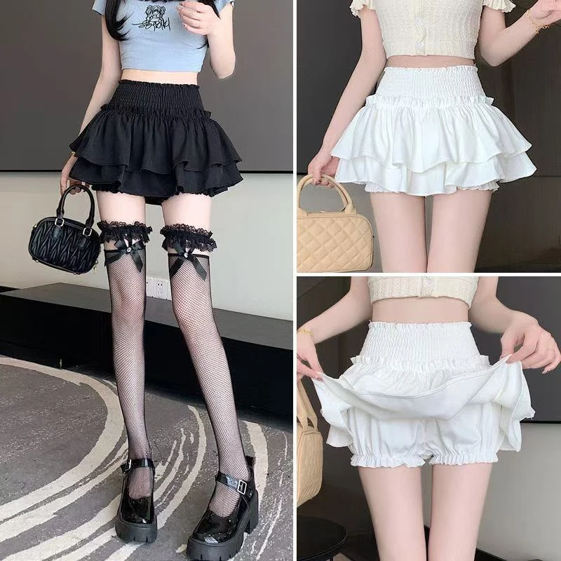 【防走光神器】木耳边蓬蓬短裙女士高腰辣妹纯欲A字半身裙春夏新款