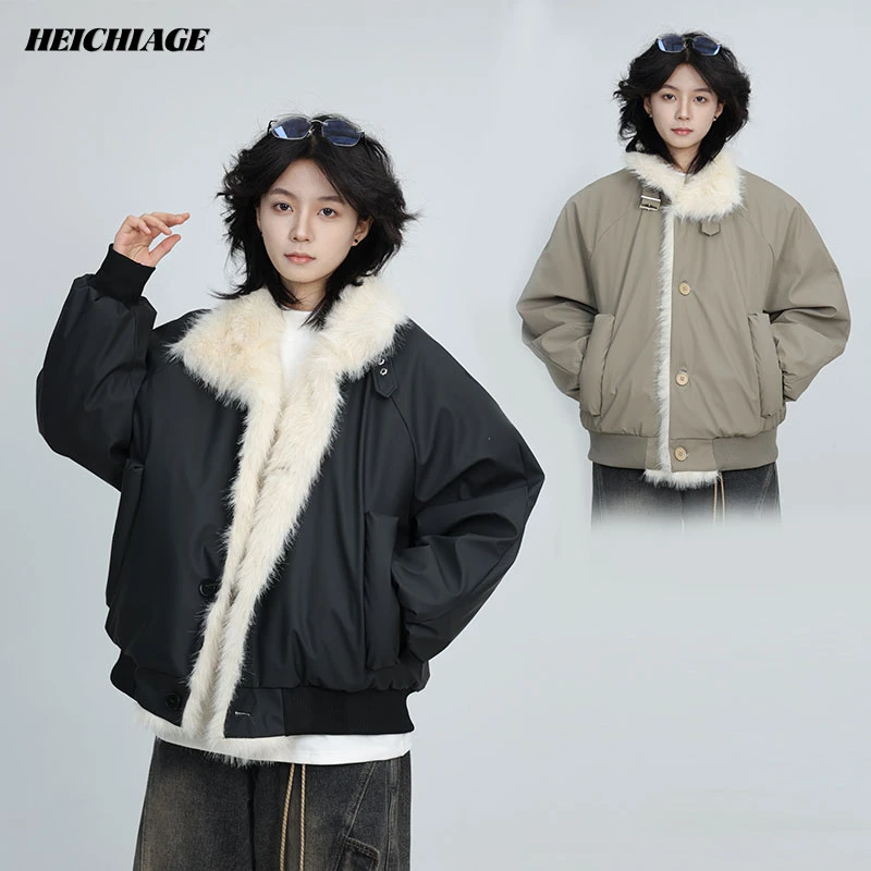 美式冬季2025毛领保暖男女夹克外套棉服男宽松百搭