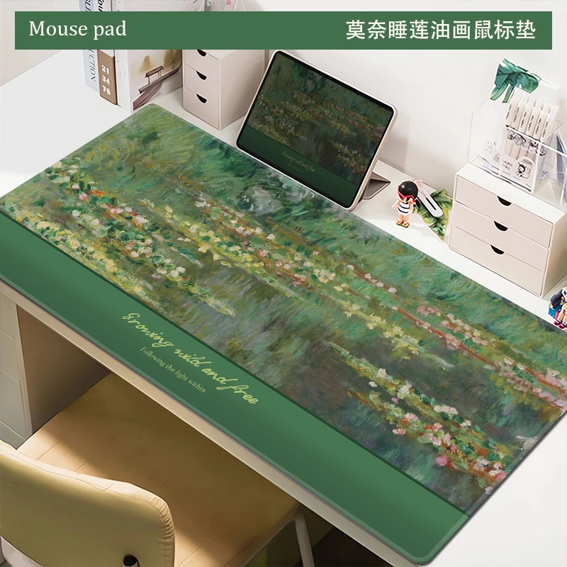 莫奈睡莲鼠标垫超大号艺术油画工位笔记本电脑桌垫学习桌面保护垫