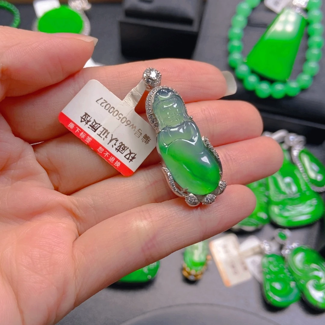 翡翠银S925镶嵌吊坠(不含链)