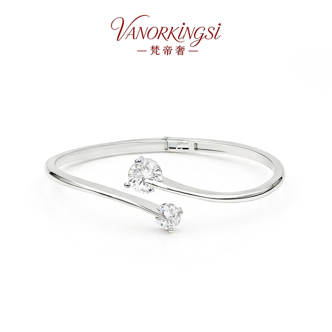 铜合金手镯 轻奢银色简约时尚百搭闪钻隐形卡扣手镯 | FD064-2