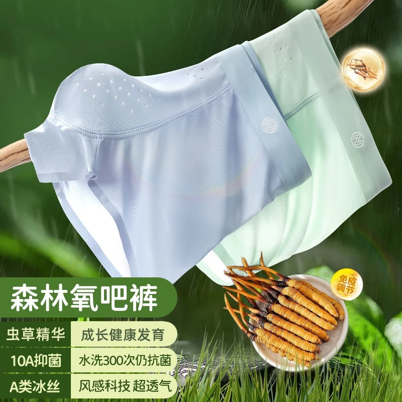 【虫草精华】欧若风 青少年男孩10A抗菌冰丝内裤发育期儿童内穿短裤