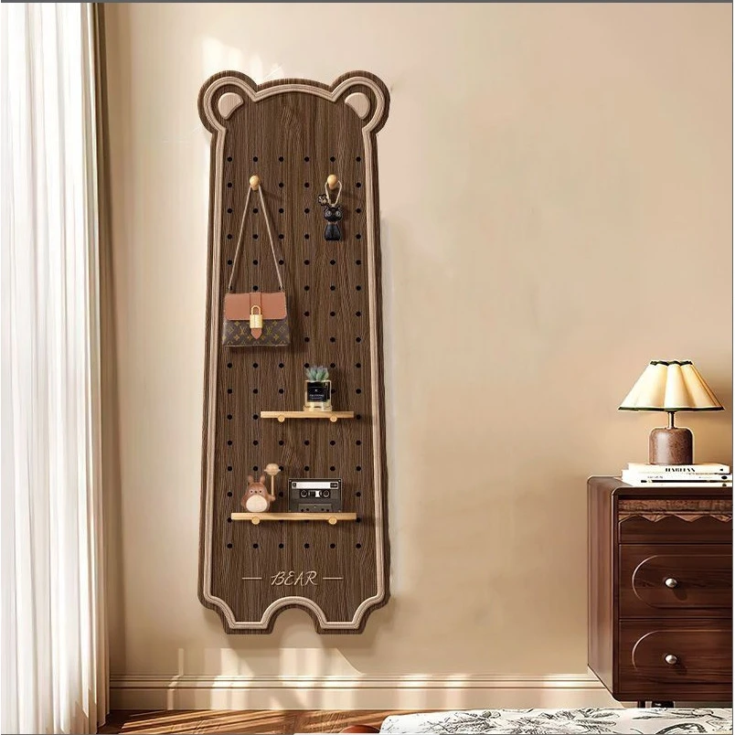 现代简约熊猫洞洞板玄关客厅卧室装饰画多功能置物架收纳壁画