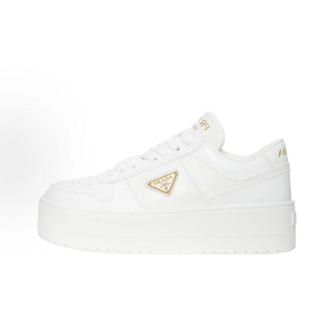 未使用 Prada/普拉达 25秋冬新款logo三角标增高5cm小白鞋