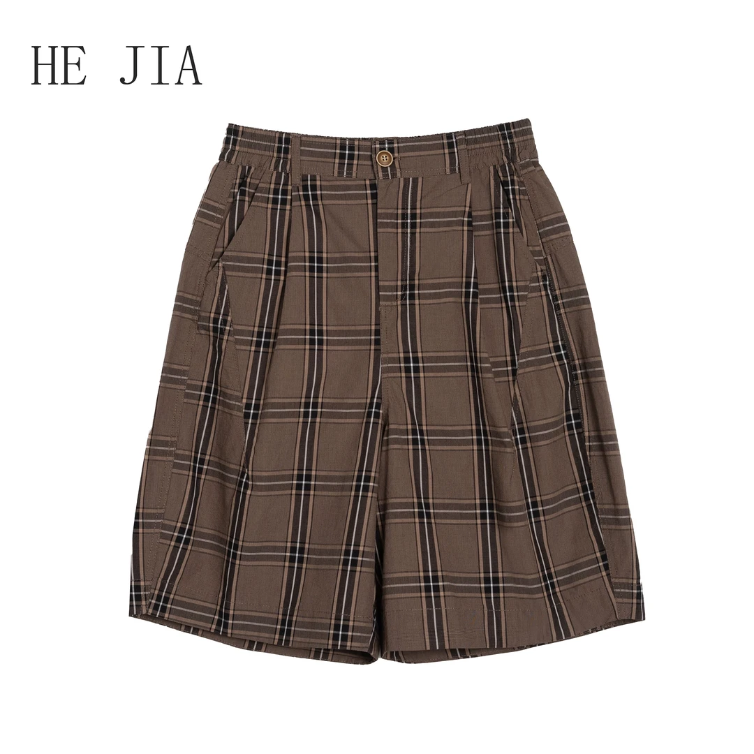 【和家2025新款夏季女装】日系慵懒风显瘦格纹挺阔舒适五分裤