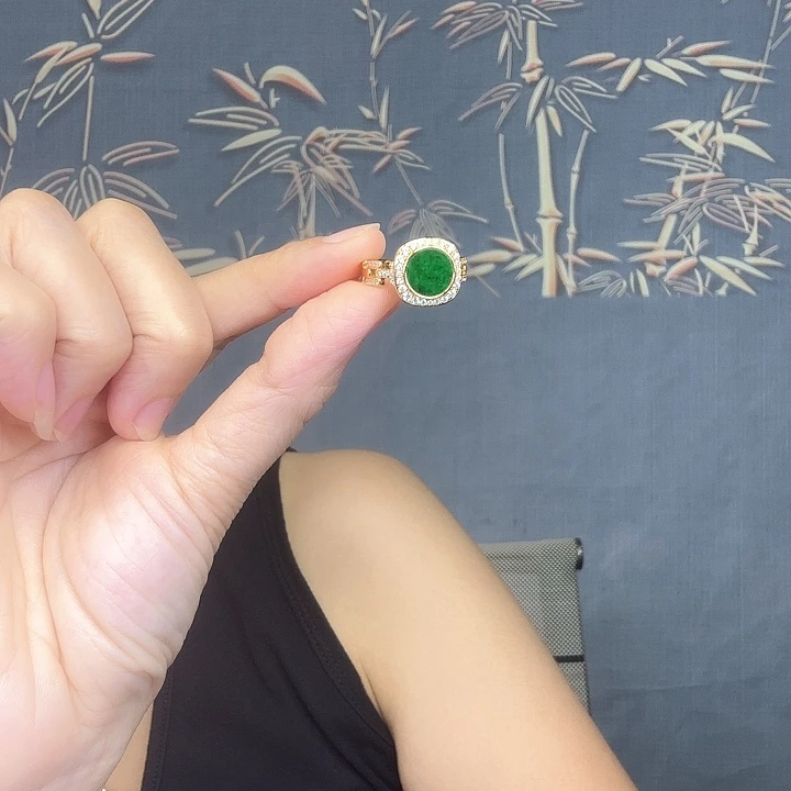 兰***翡翠戒指银S925镶嵌特价