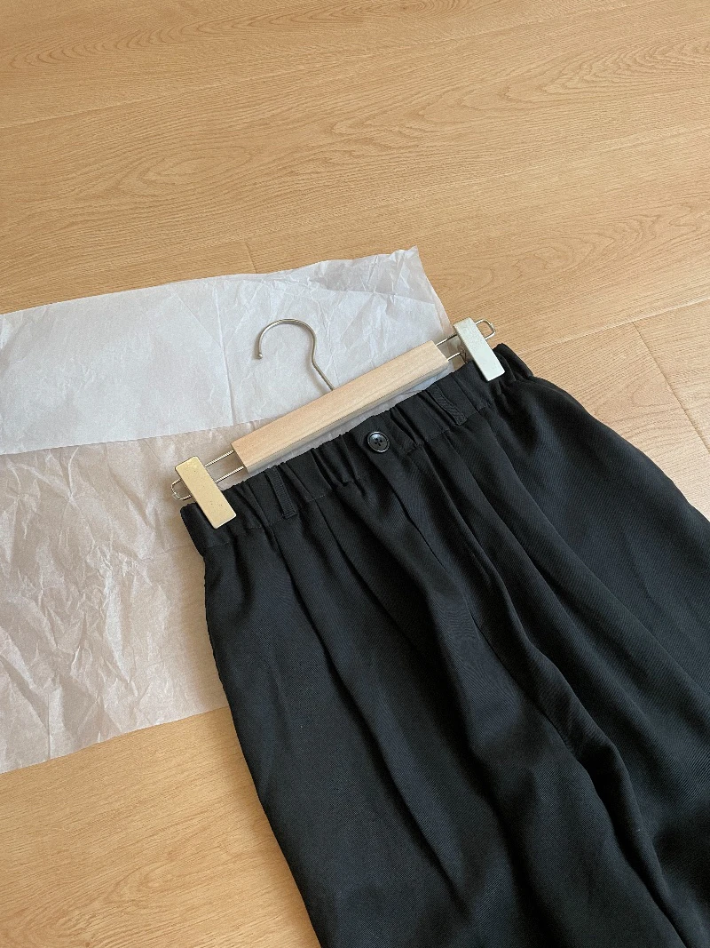 【王小姐】重工“砂洗黑色”直筒宽松休闲裤 凉感透气