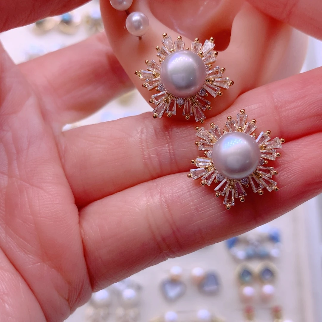 淡水珍珠耳饰合金