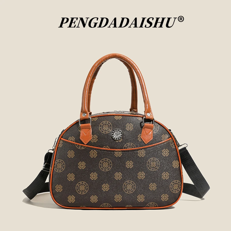 【长33宽14高24】印花半圆斜挎包包包肩包气质单肩手拎包新四叶草