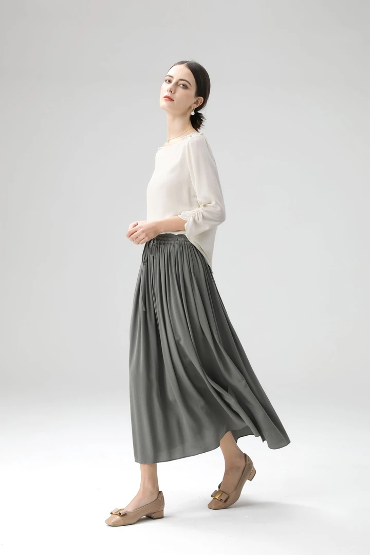 23姆米重磅真丝半身裙女中长款2025春季新款百搭显瘦桑蚕丝裙子女