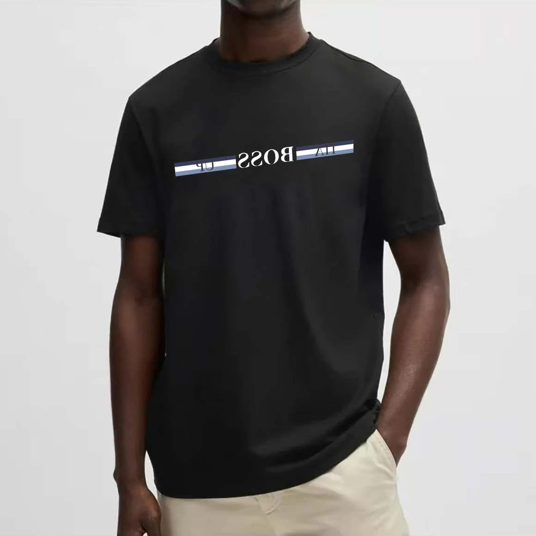 轻奢男装夏季男士休闲潮流圆领经典款百搭时尚纯棉宽松T恤