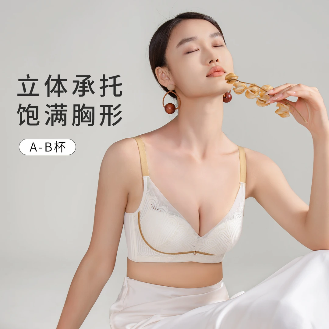 爱戴【简兮】100桑蚕丝内衣女小胸聚拢型文胸加厚平胸聚拢内衣64440