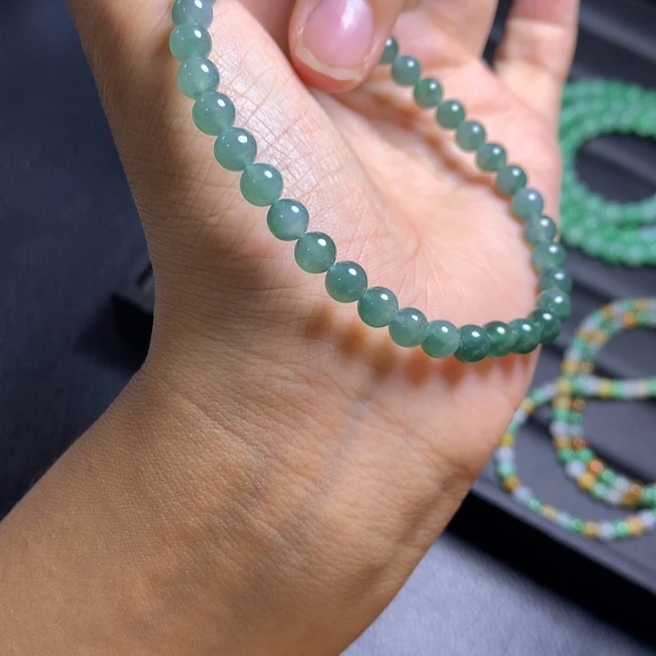 定制翡翠未镶嵌翡翠珠串卡5.5不退不换