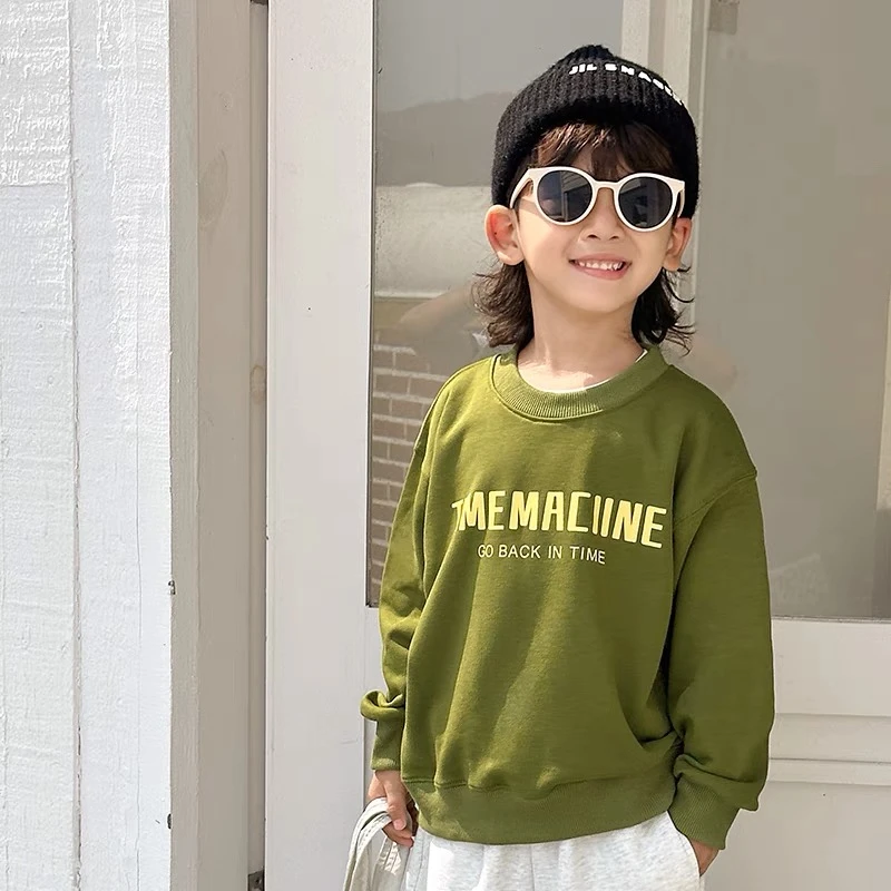 男孩网红炸街卫衣2025春秋新款儿童圆领上衣宝宝洋气套头衫~A类棉