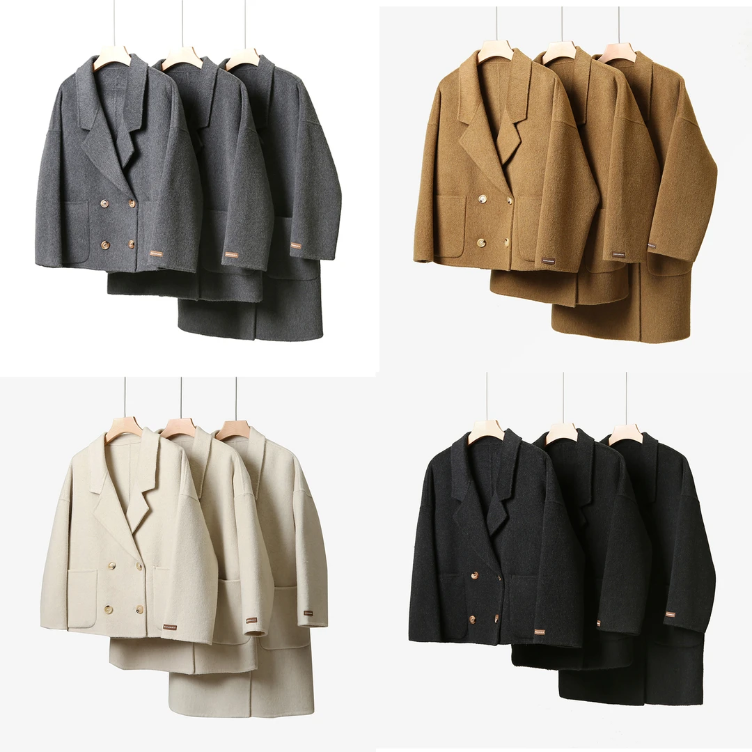 902【绵羊毛+山羊绒】双面呢大衣女短中长毛呢外套2025春季新款08