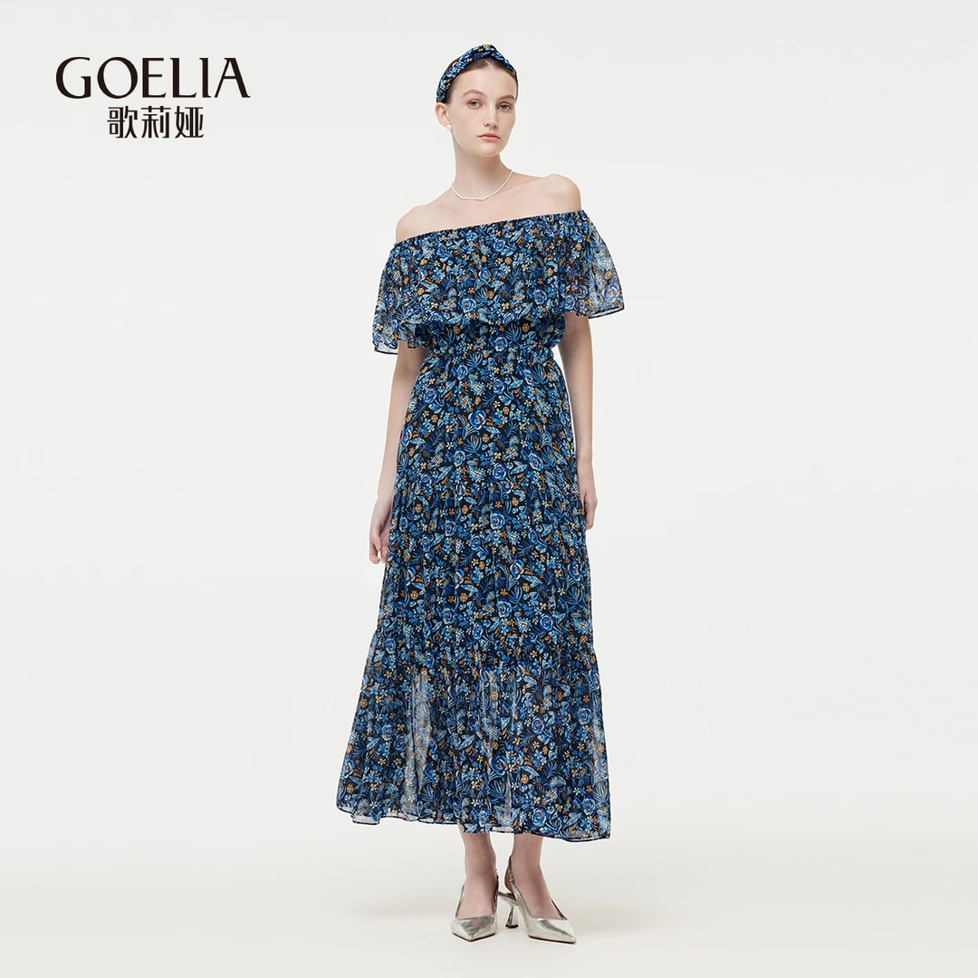 歌莉娅夏季新品桑蚕丝印花两穿连衣裙氛围感旅游1E4L4K290